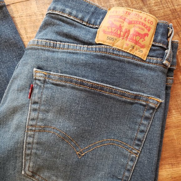 Levi's 505 - Regular Fit Men's Pants - Dark Blue - W36 L29 - Picture 4 of 9